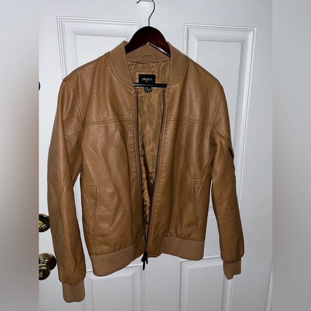 Forever 21 Men’s Brown Vegan Leather Jacket